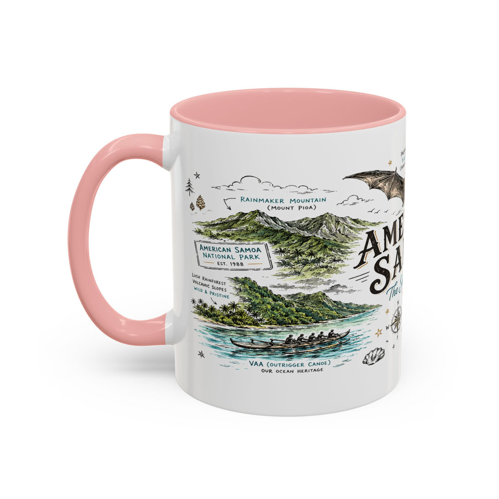 American Samoa National Park Coffee Mug | Pacific Island Rainforest Reef Gift | Accent Color Ceramic 11oz 15oz