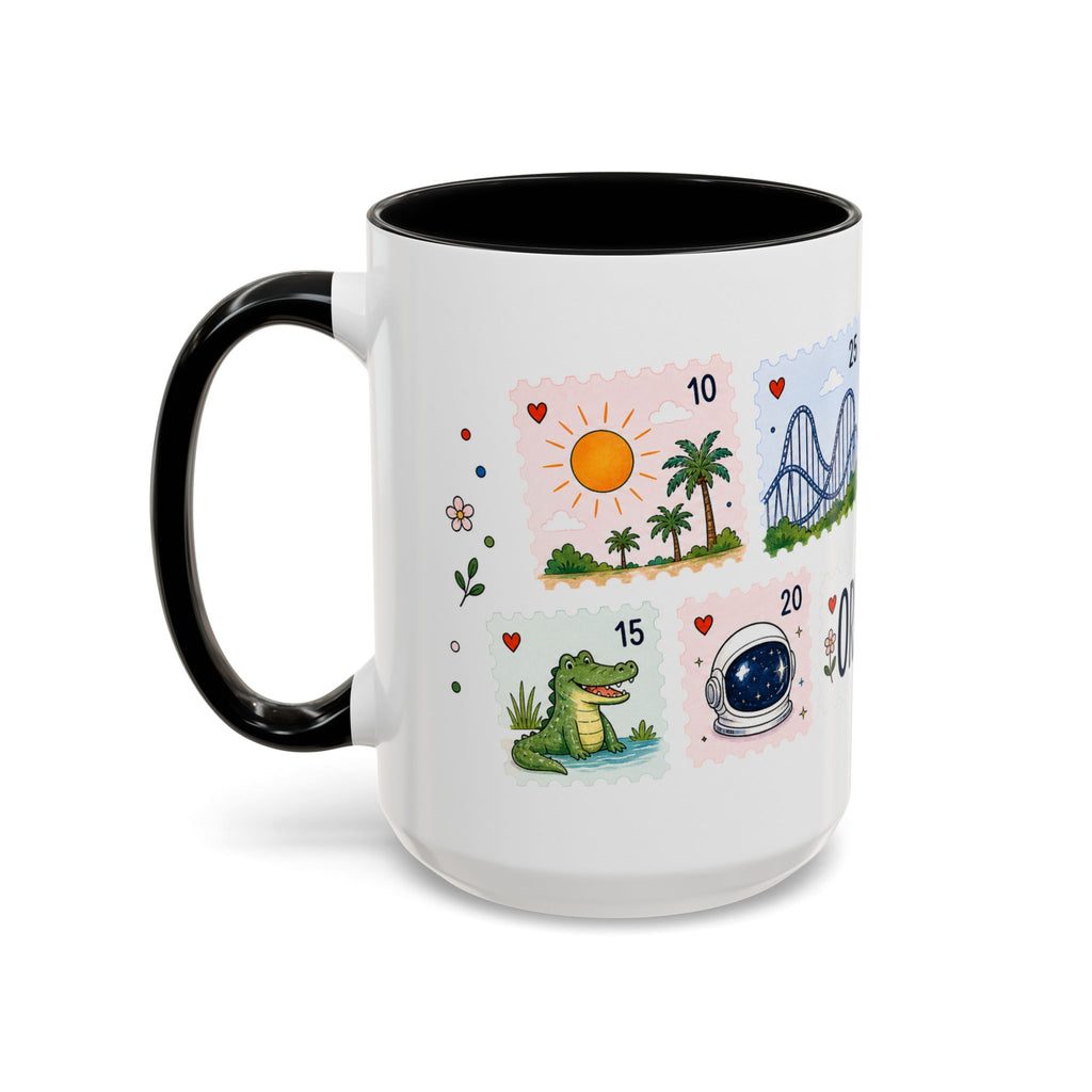 Orlando Coffee Mug | Postage Stamp Collage Mug | Travel Souvenir Accent Cup 11oz 15oz