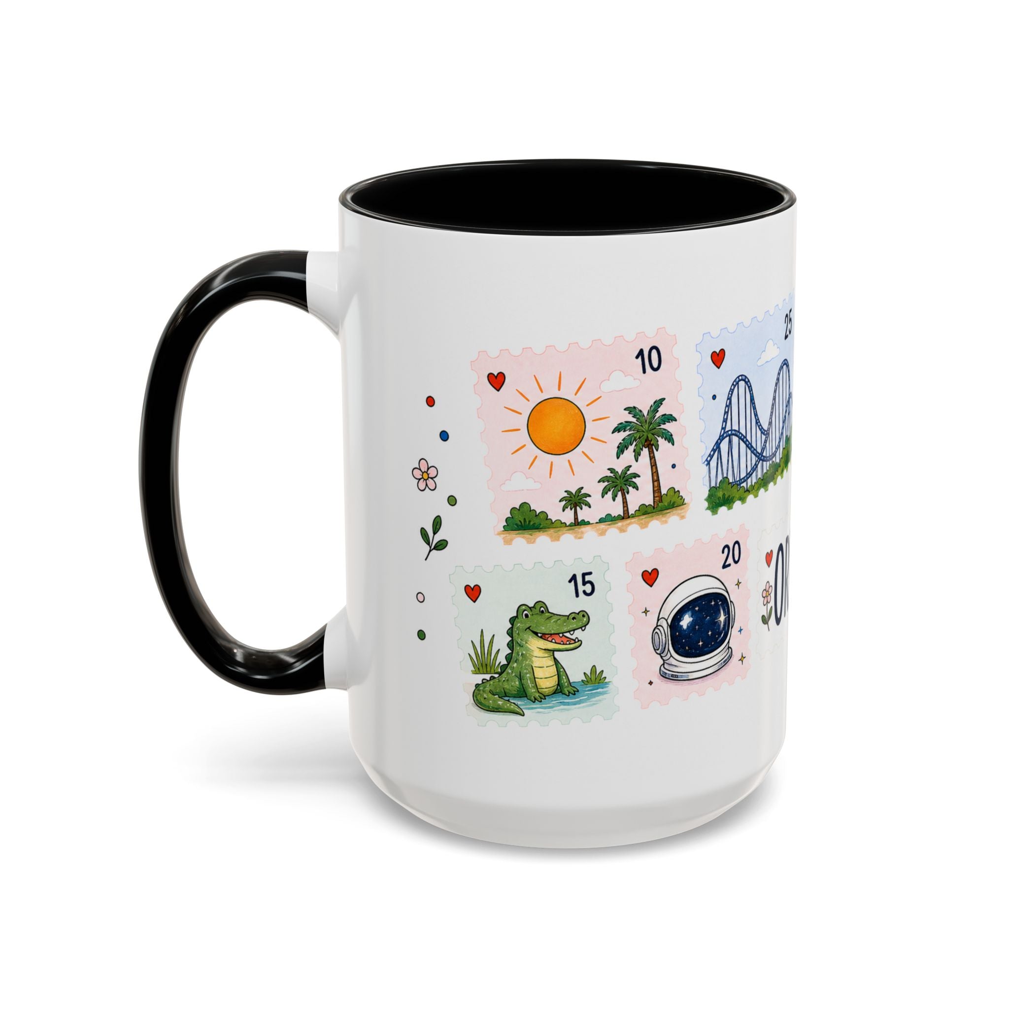 Orlando Coffee Mug | Postage Stamp Collage Mug | Travel Souvenir Accent Cup 11oz 15oz