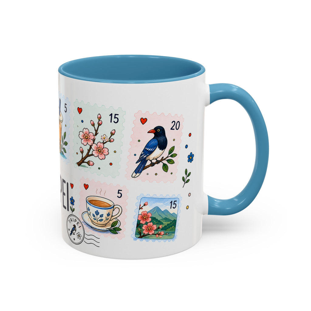 Taipei Coffee Mug | Postage Stamp Collage Mug | Travel Souvenir Accent Cup 11oz 15oz