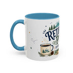 Retirement Plan Coffee And Adventures Mug | Travel Retirement Gift | Accent Color Ceramic 11oz 15oz