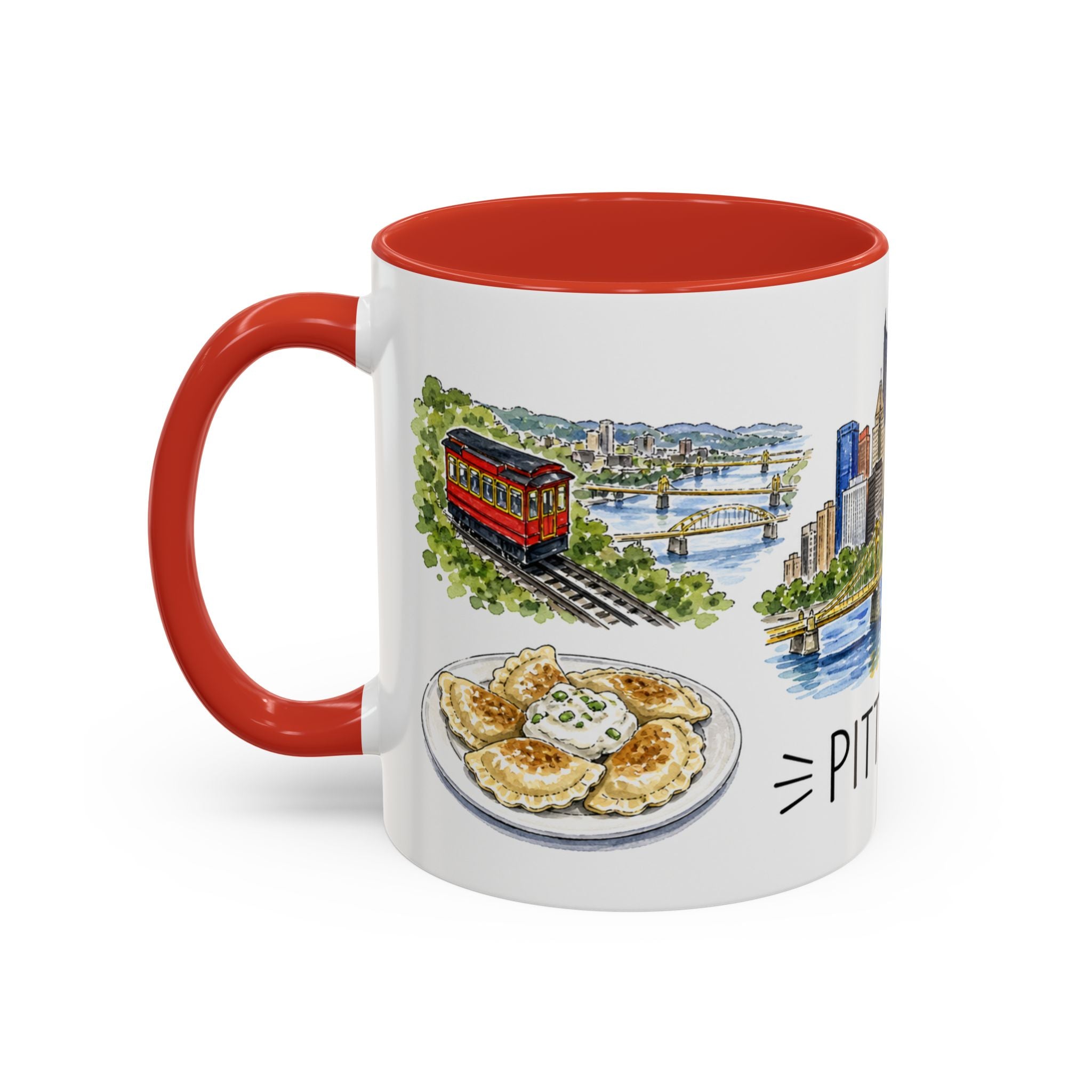 Pittsburgh Illustrated Travel Mug | City Souvenir Accent Coffee Mug | 11oz 15oz Ceramic Cup
