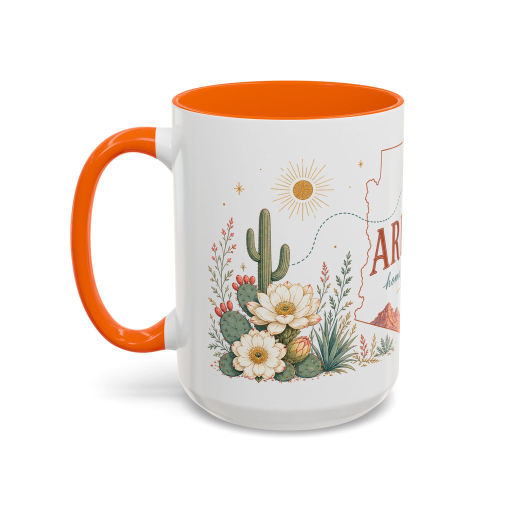 Arizona State Map Mug | Desert Landscape, Botanical Accents, Homesick Gift