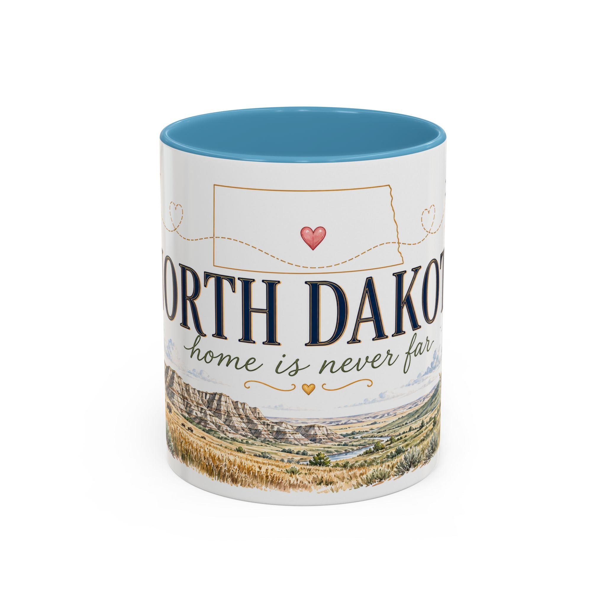 North Dakota State Map Mug | Prairie Rose Botanical Accent Coffee Cup
