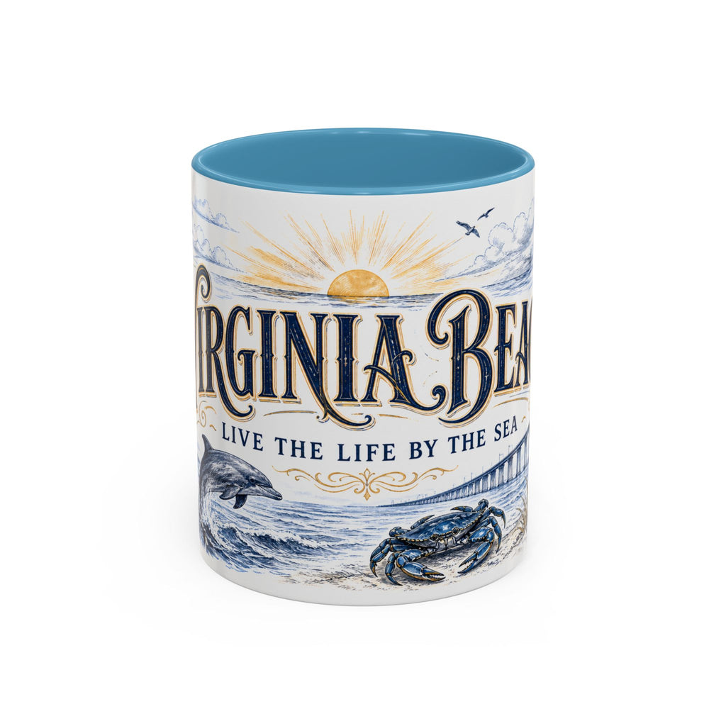 Virginia Beach Coffee Mug | United States Travel Souvenir | Vintage Illustrated City Gift | 11 oz 15 oz Accent Mug
