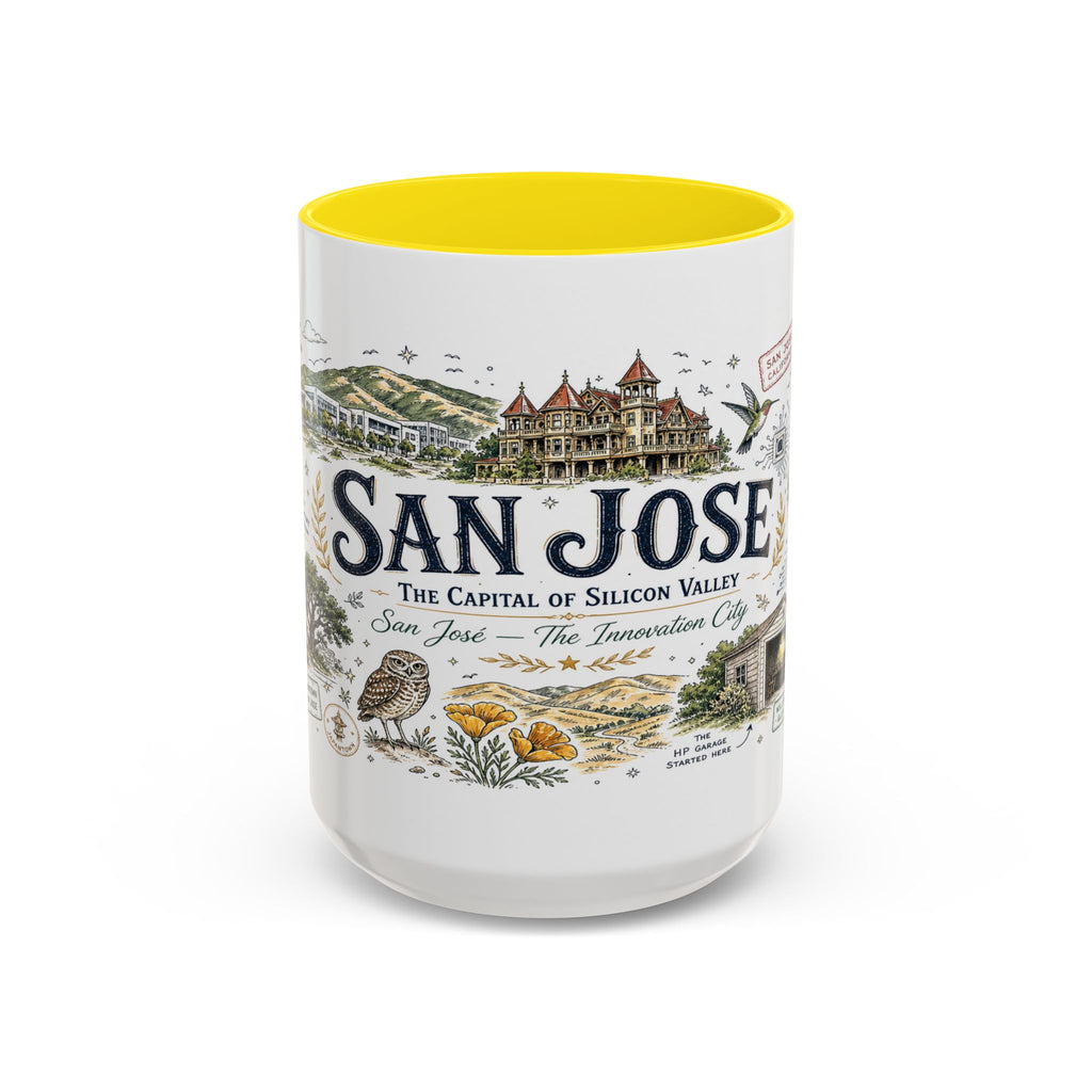 San Jose Coffee Mug | California Souvenir City Gift | Accent Color Ceramic 11oz 15oz