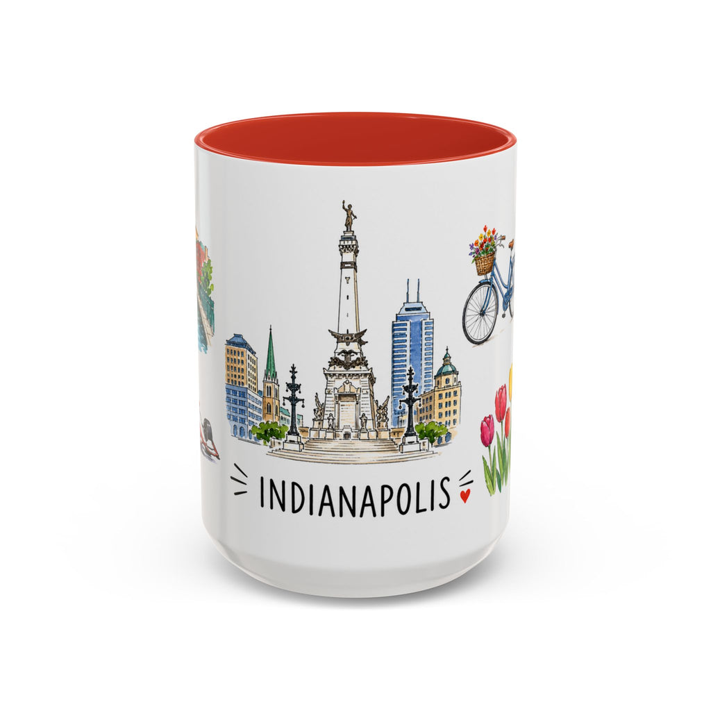 Indianapolis Illustrated Travel Mug | City Souvenir Accent Coffee Mug | 11oz 15oz Ceramic Cup