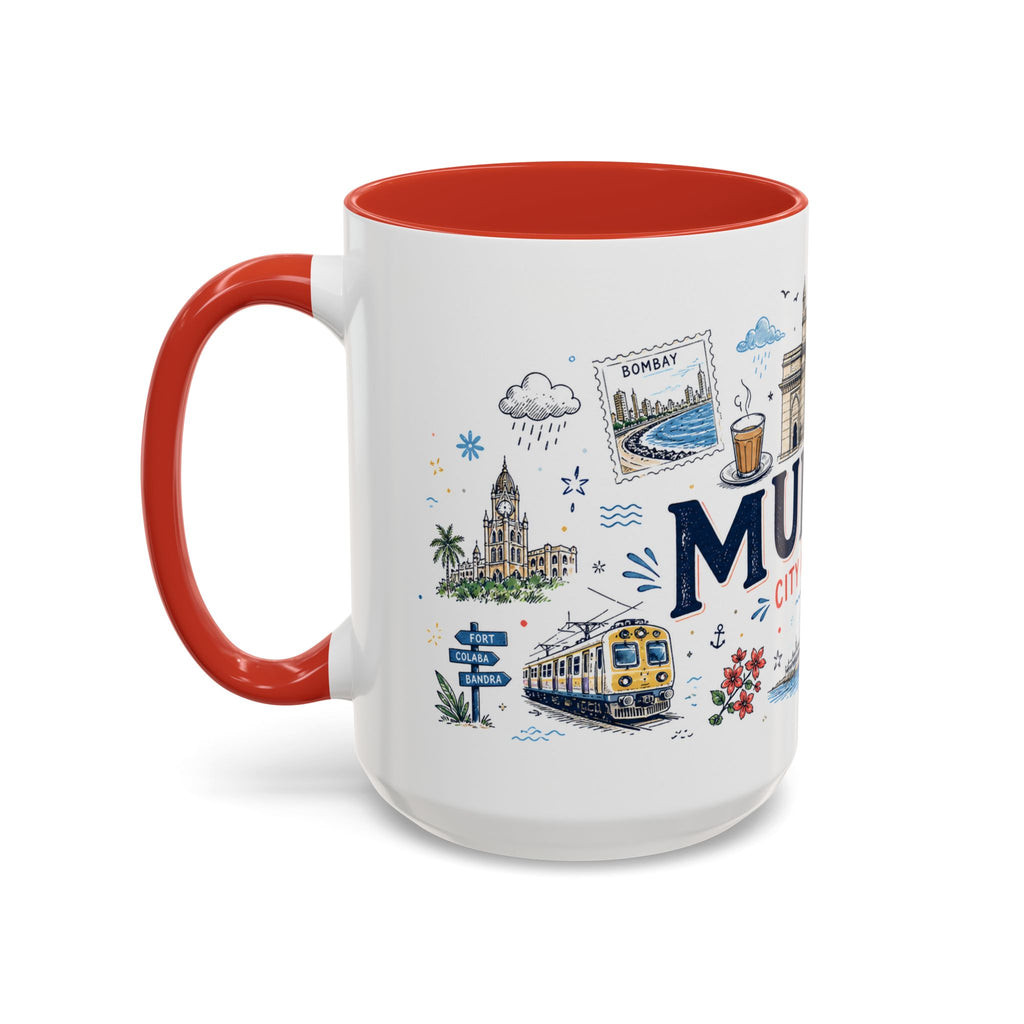 Mumbai Coffee Mug | India Souvenir Travel Gift | Accent Color Ceramic 11oz 15oz