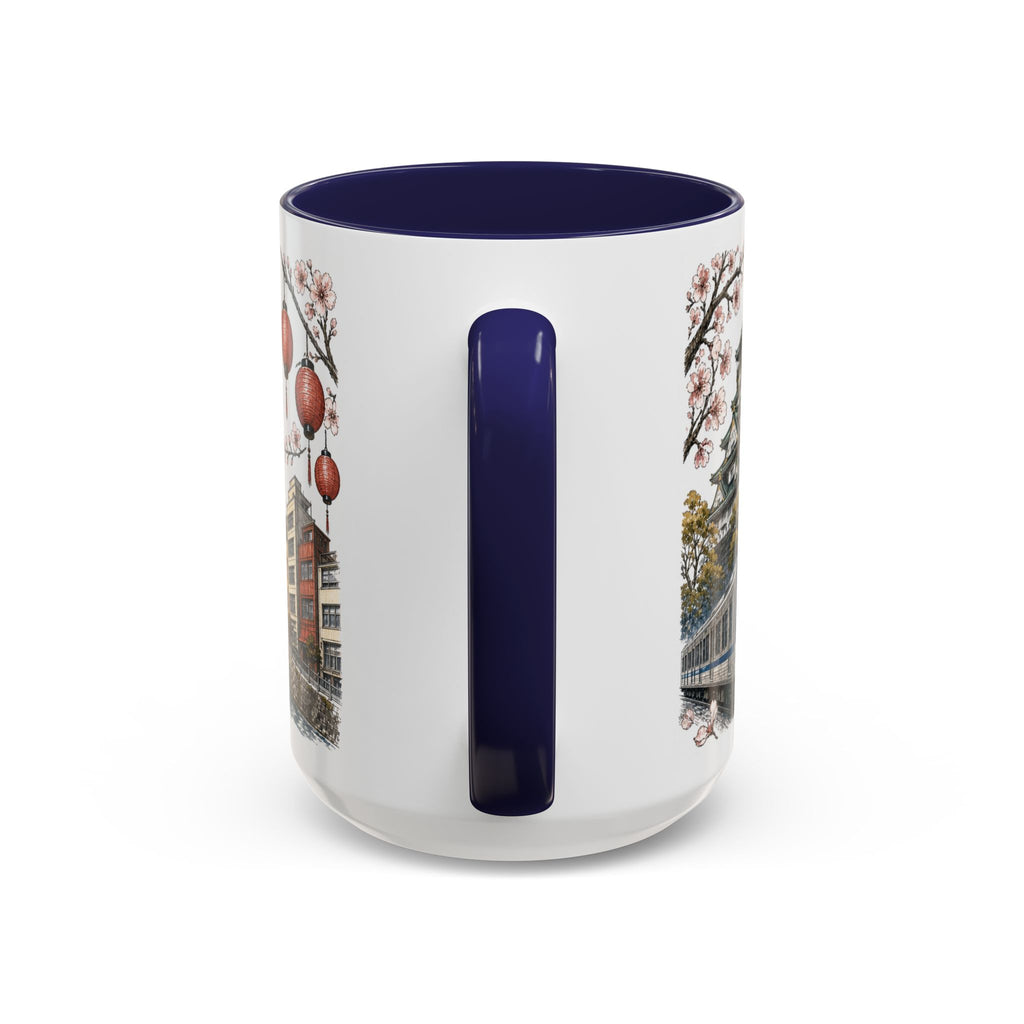 Osaka Coffee Mug | Japan Travel Souvenir | Vintage Illustrated City Gift | 11 oz 15 oz Accent Mug