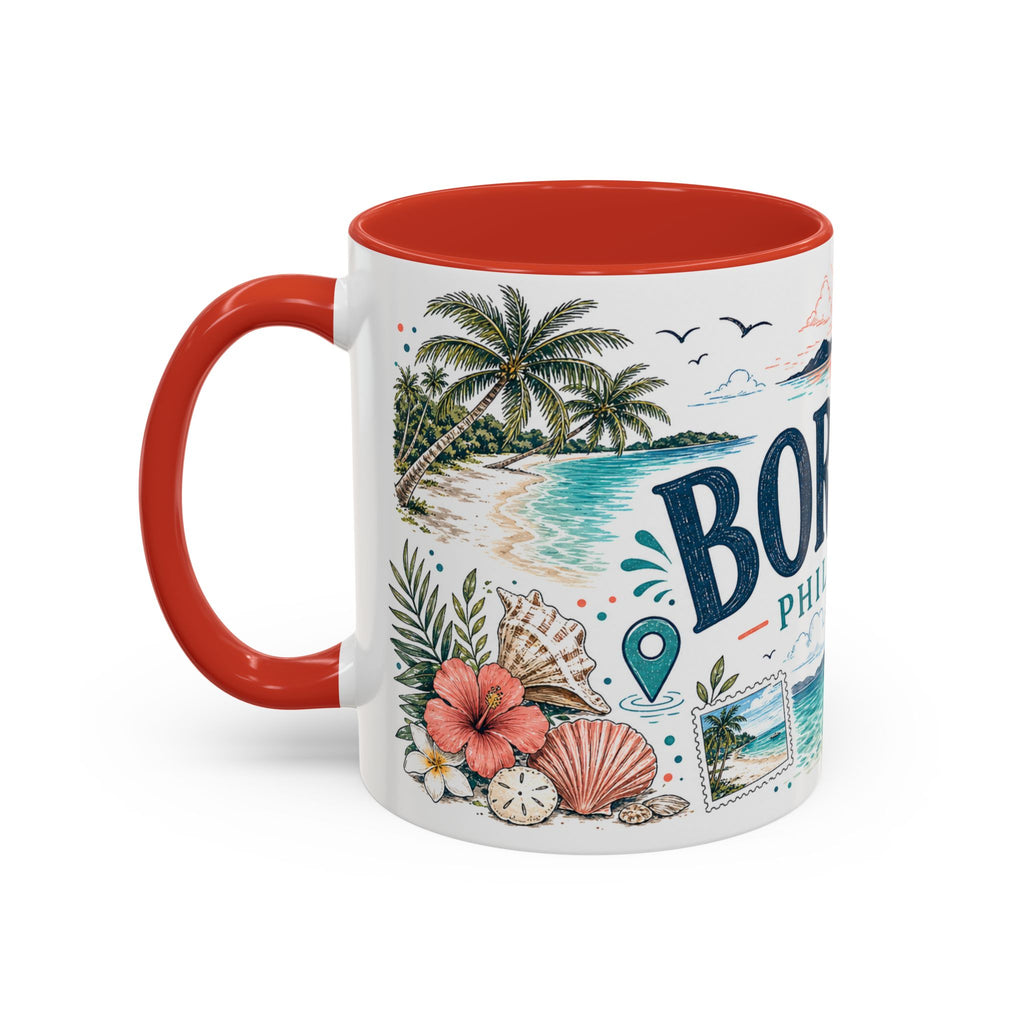 Boracay Coffee Mug | Travel Destination Souvenir Gift | Accent Color Ceramic 11oz 15oz