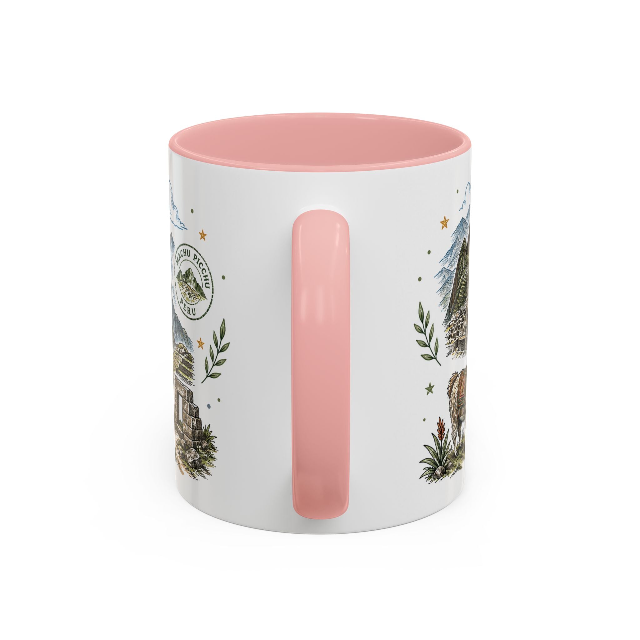 Machu Picchu Coffee Mug | Travel Destination Souvenir Gift | Accent Color Ceramic 11oz 15oz