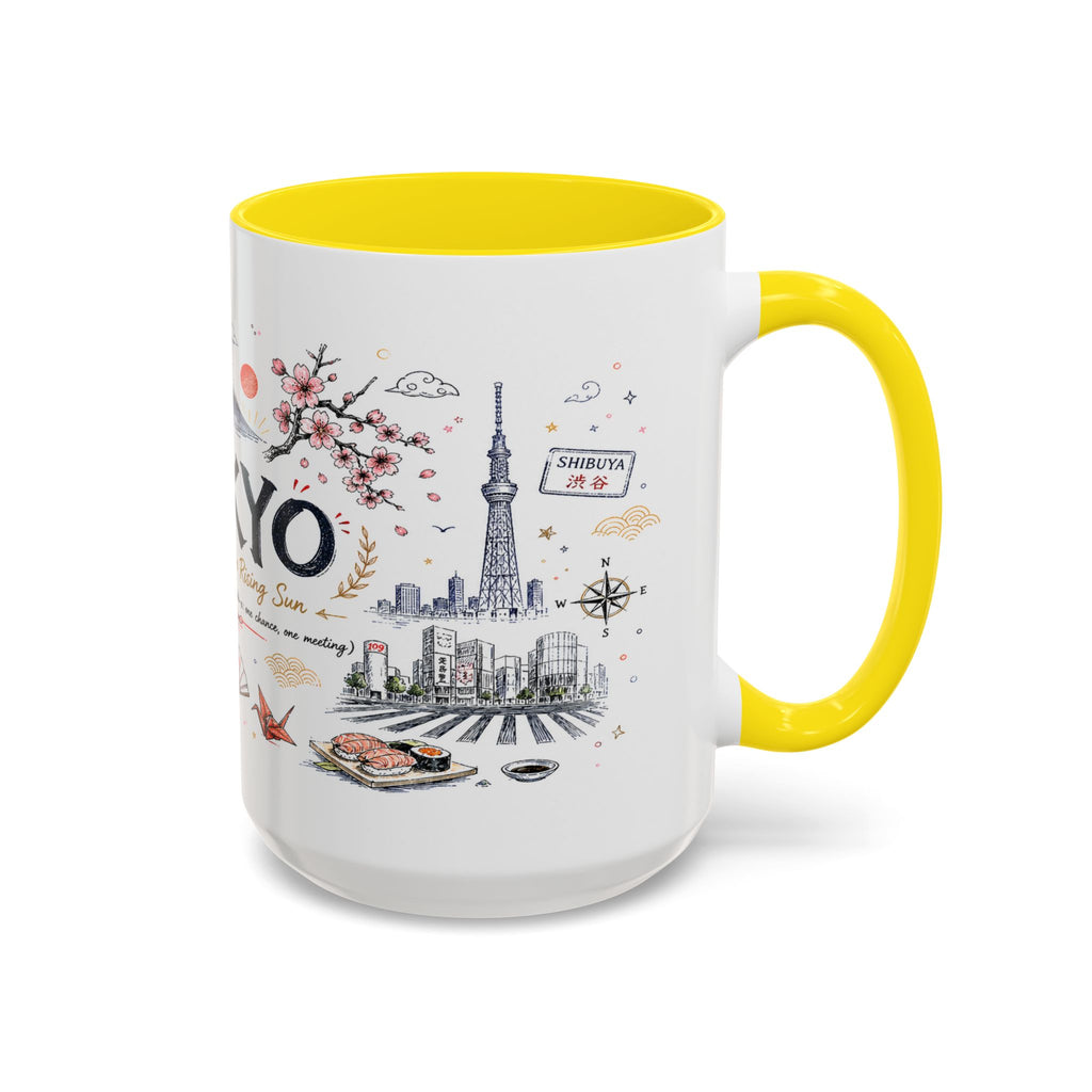 Tokyo Coffee Mug | Japan Souvenir Travel Gift | Accent Color Ceramic 11oz 15oz
