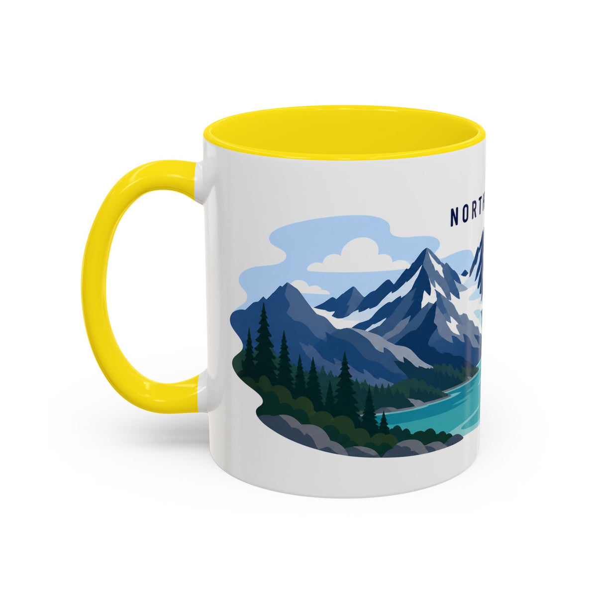 North Cascades National Park Coffee Mug | Solid Color Block Park Souvenir | 11oz 15oz Accent Mug