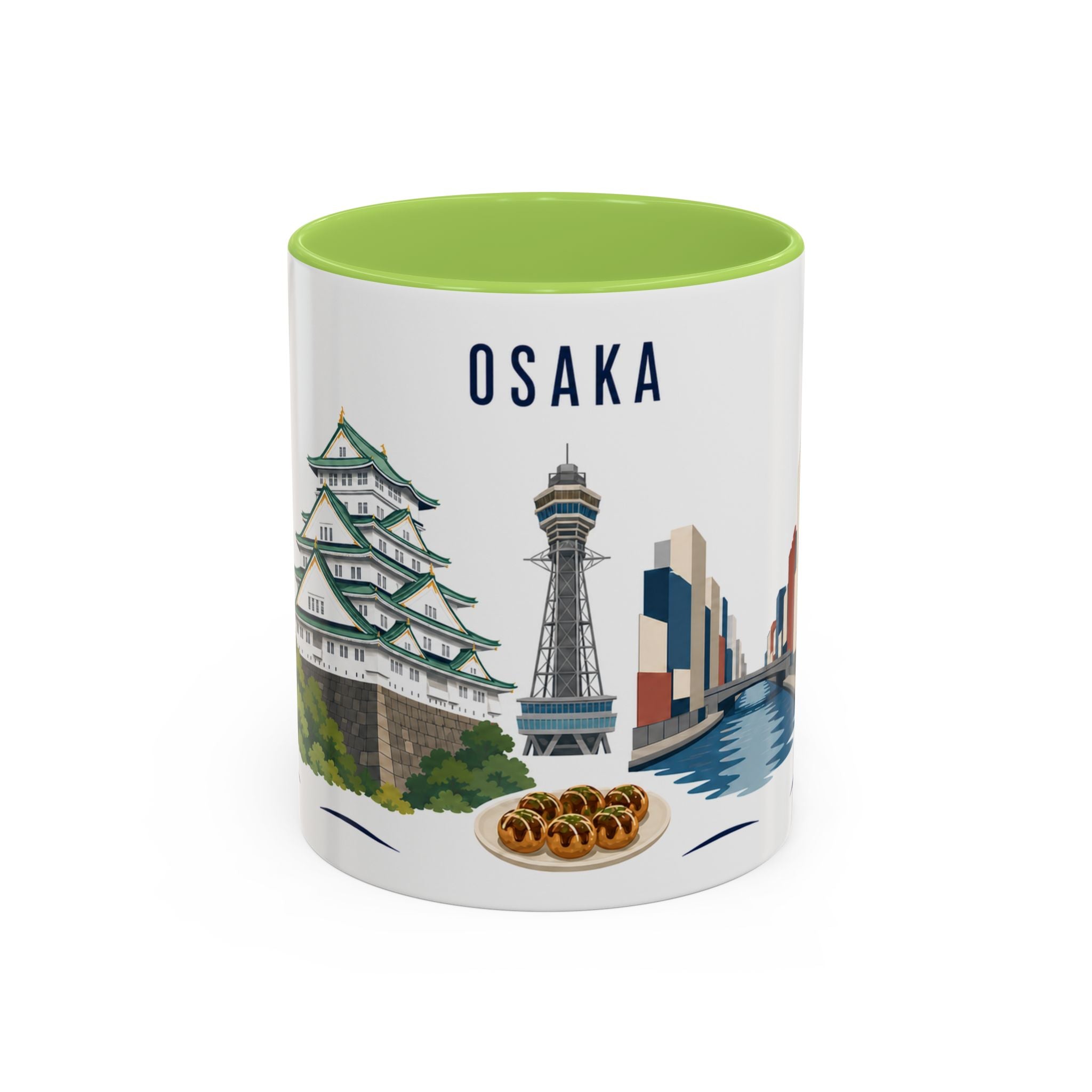 Osaka Coffee Mug | Japan Travel Souvenir | Porcelain Decal City Gift | 11oz 15oz Accent Mug