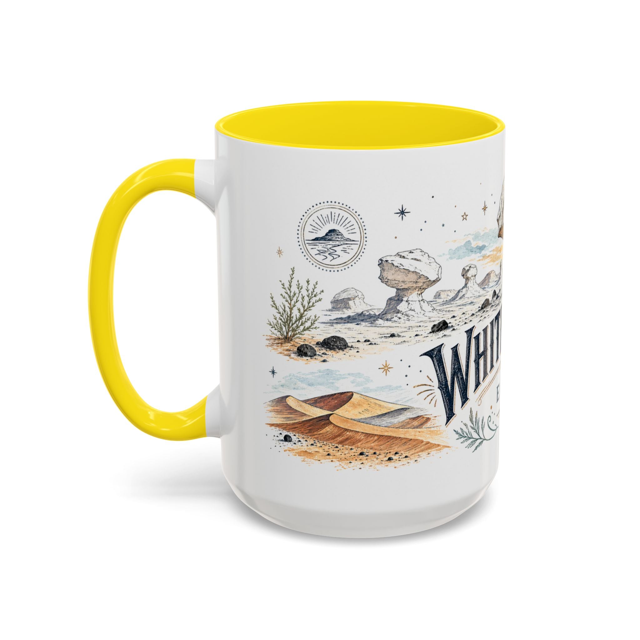 White Desert Mug, Egypt Travel Souvenir, Bucket List Gift, Accent Ceramic Coffee Mug 11oz 15oz