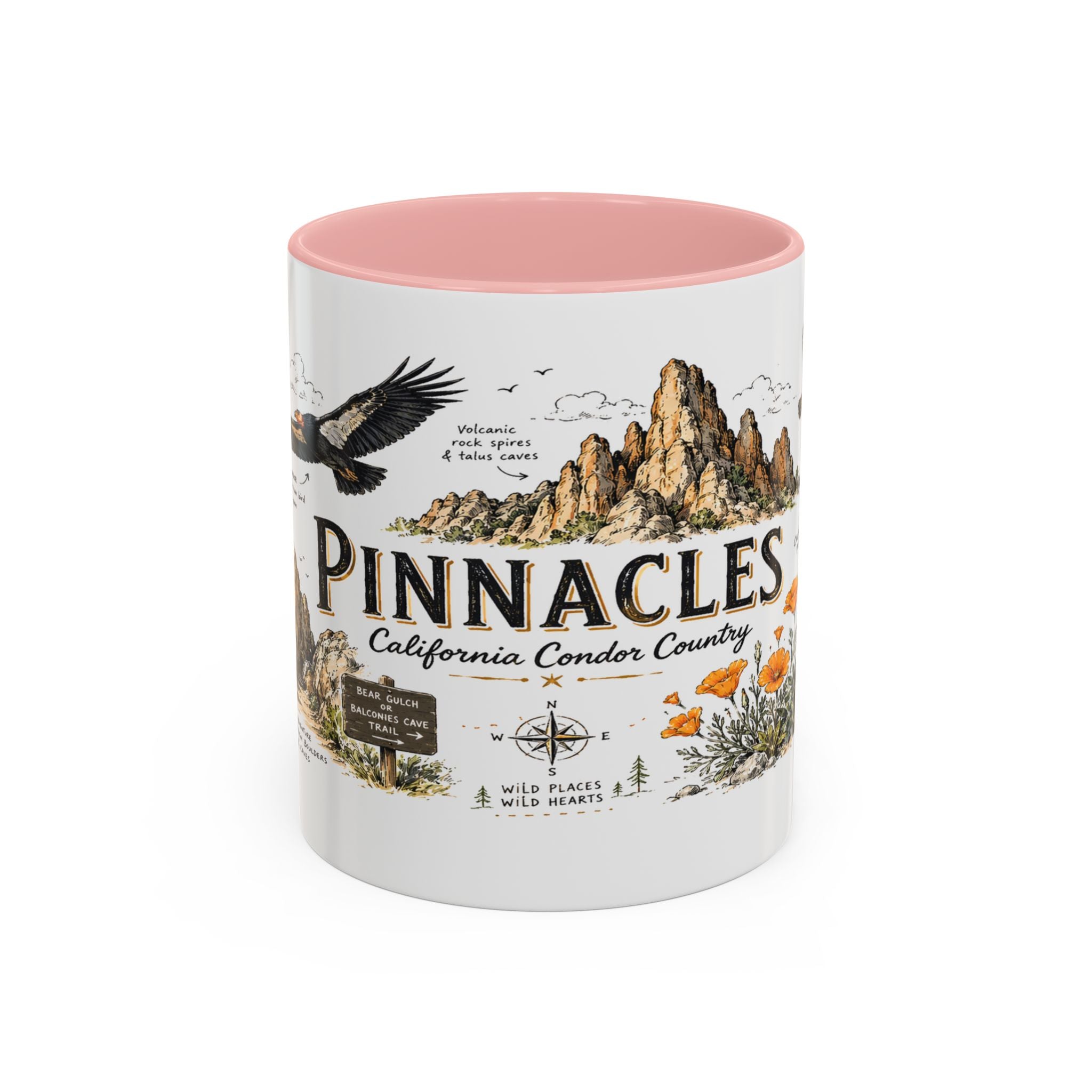 Pinnacles National Park Coffee Mug | California Rock Climbing Condor Gift | Accent Color Ceramic 11oz 15oz