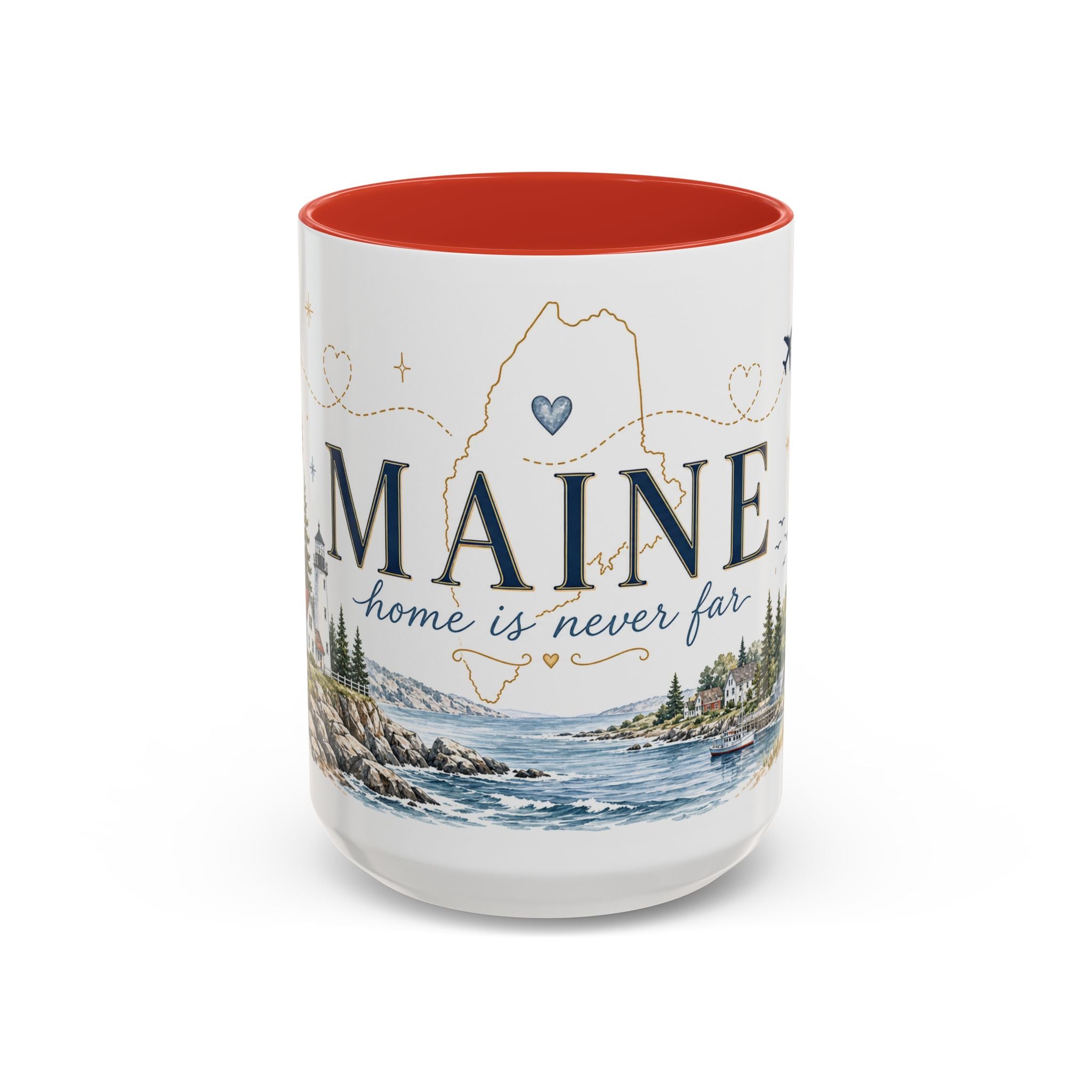 Maine State Mug | Moving Away, Long Distance Friendship Gift | 11oz 15oz Accent Mug