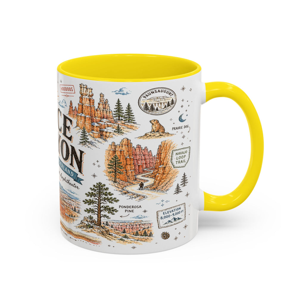 Bryce Canyon Coffee Mug | National Park Hiking Utah Gift | Accent Color Ceramic 11oz 15oz