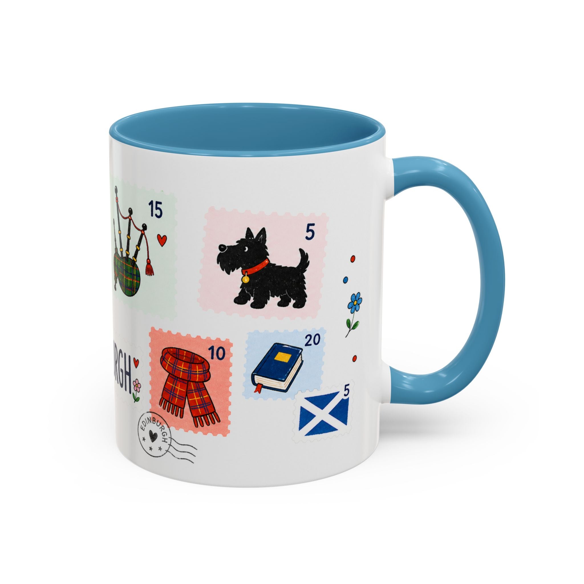 Edinburgh Coffee Mug | Postage Stamp Collage Mug | Travel Souvenir Accent Cup 11oz 15oz
