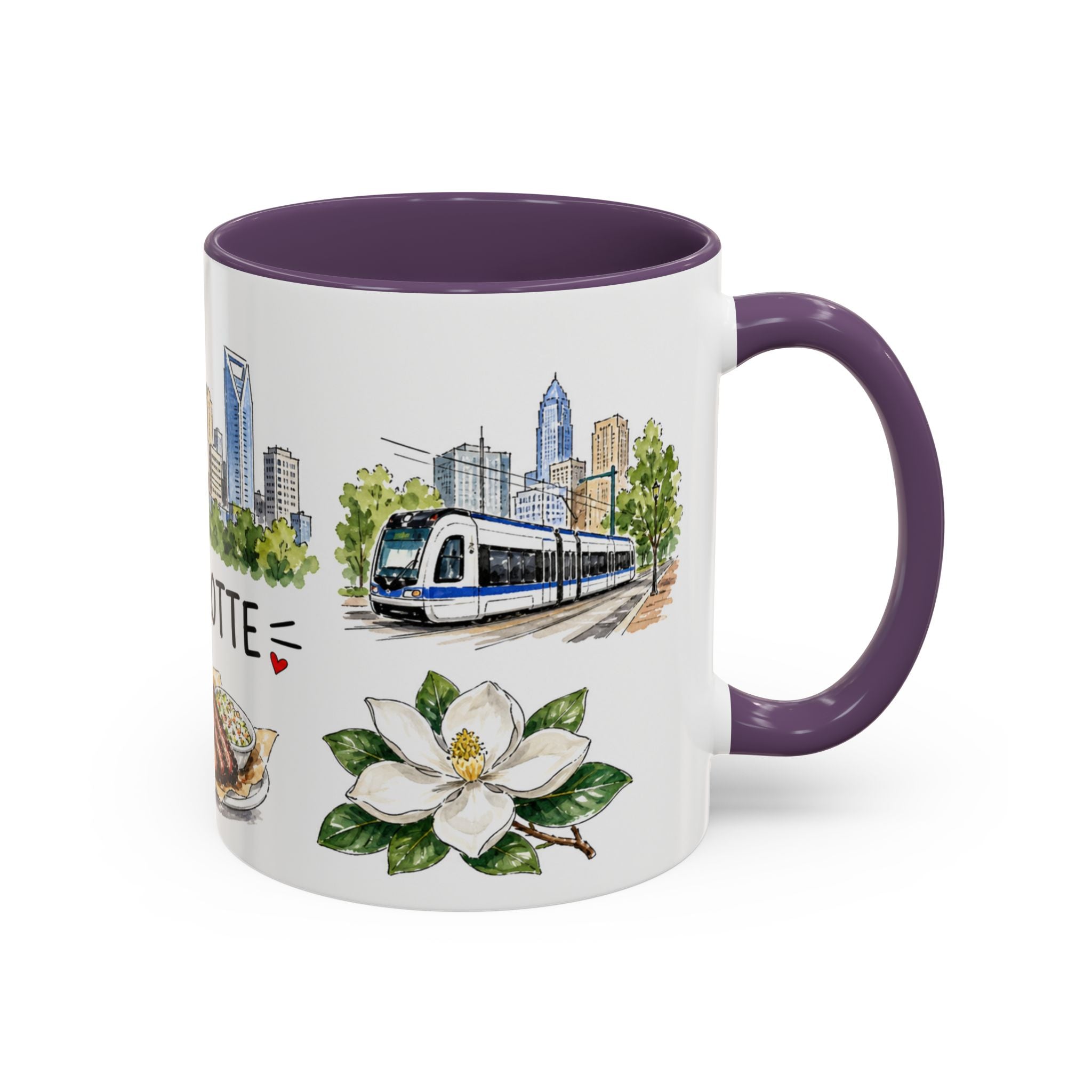 Charlotte Illustrated Travel Mug | City Souvenir Accent Coffee Mug | 11oz 15oz Ceramic Cup