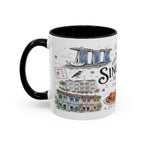 Singapore Coffee Mug | Asia Souvenir Travel Gift | Accent Color Ceramic 11oz 15oz