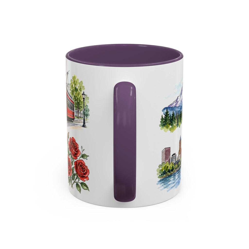 Portland Illustrated Travel Mug | City Souvenir Accent Coffee Mug | 11oz 15oz Ceramic Cup