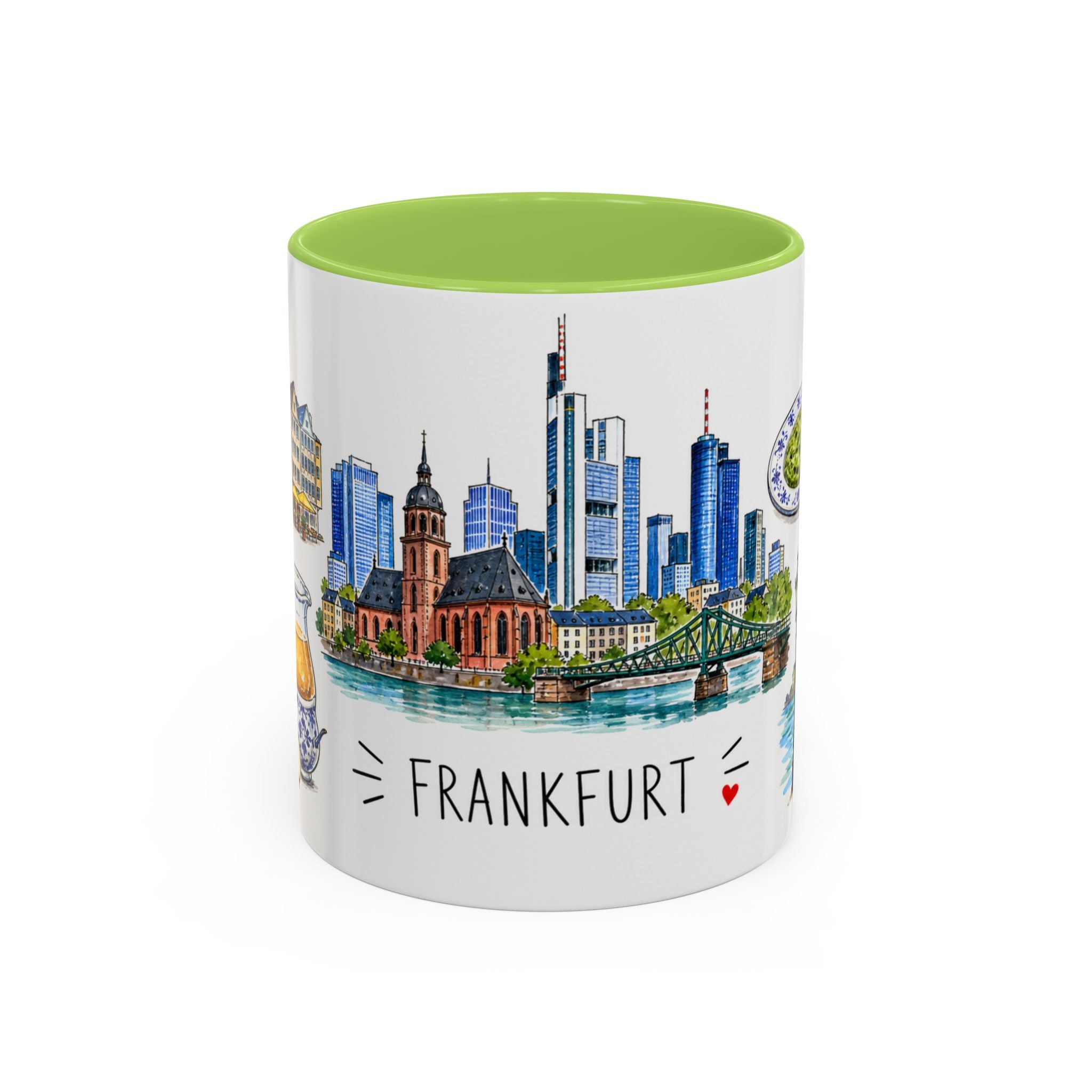 Frankfurt Illustrated Travel Mug | City Souvenir Accent Coffee Mug | 11oz 15oz Ceramic Cup