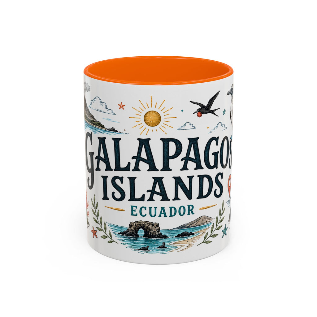 Galapagos Islands Coffee Mug | Travel Destination Souvenir Gift | Accent Color Ceramic 11oz 15oz