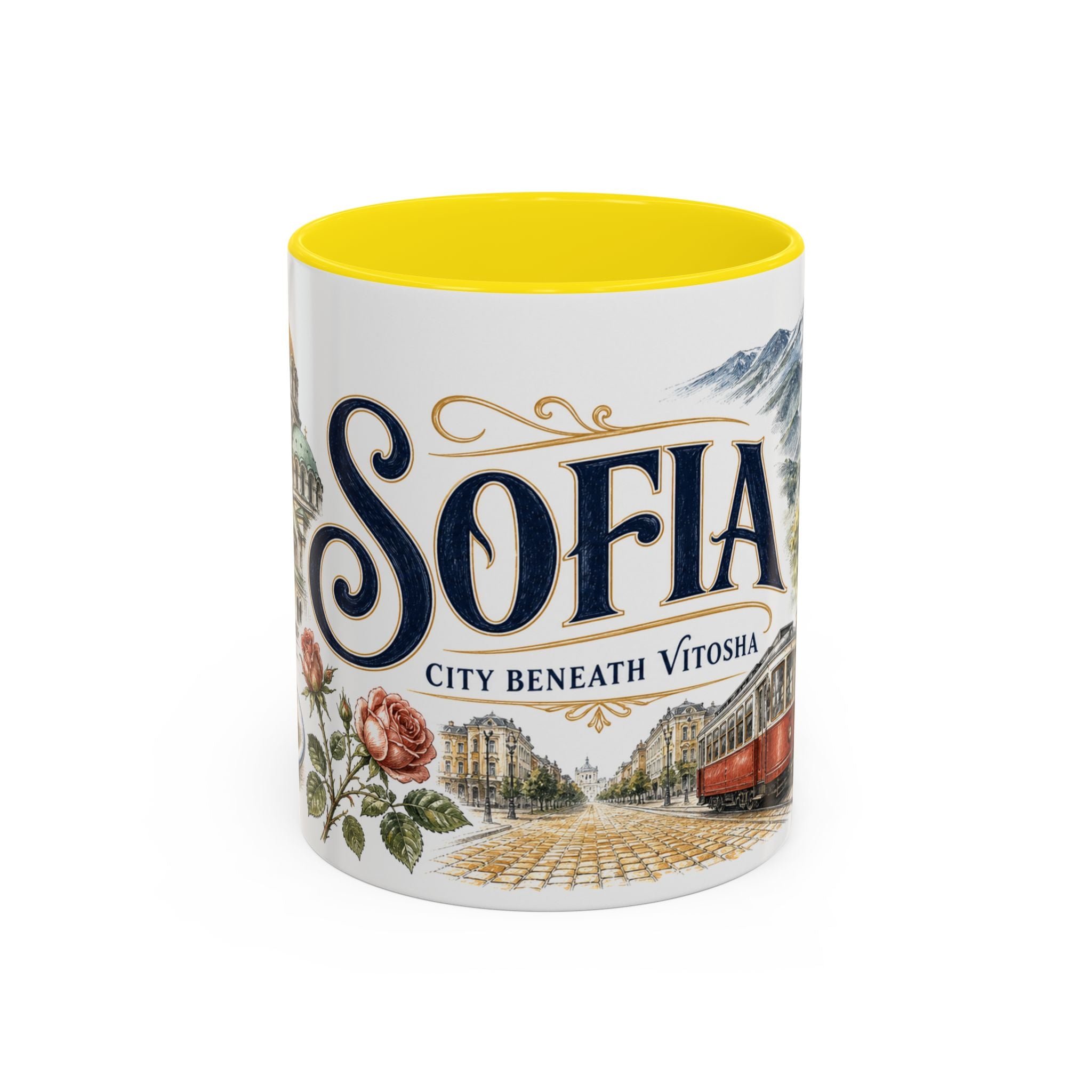 Sofia Coffee Mug | Bulgaria Travel Souvenir | Vintage Illustrated City Gift | 11 oz 15 oz Accent Mug