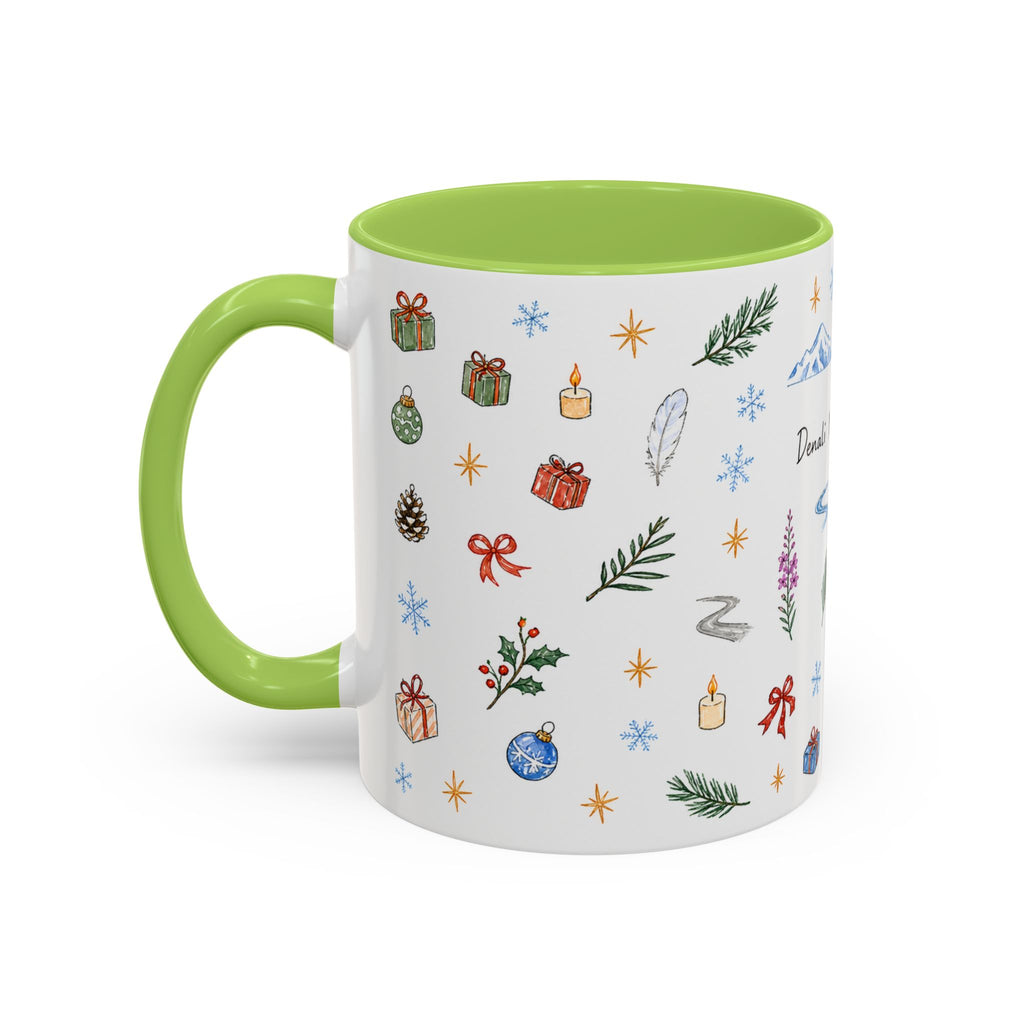 Denali National Park Christmas Mug | Watercolor Travel Souvenir | Holiday Gift | Accent Ceramic Coffee Cup 11oz 15oz