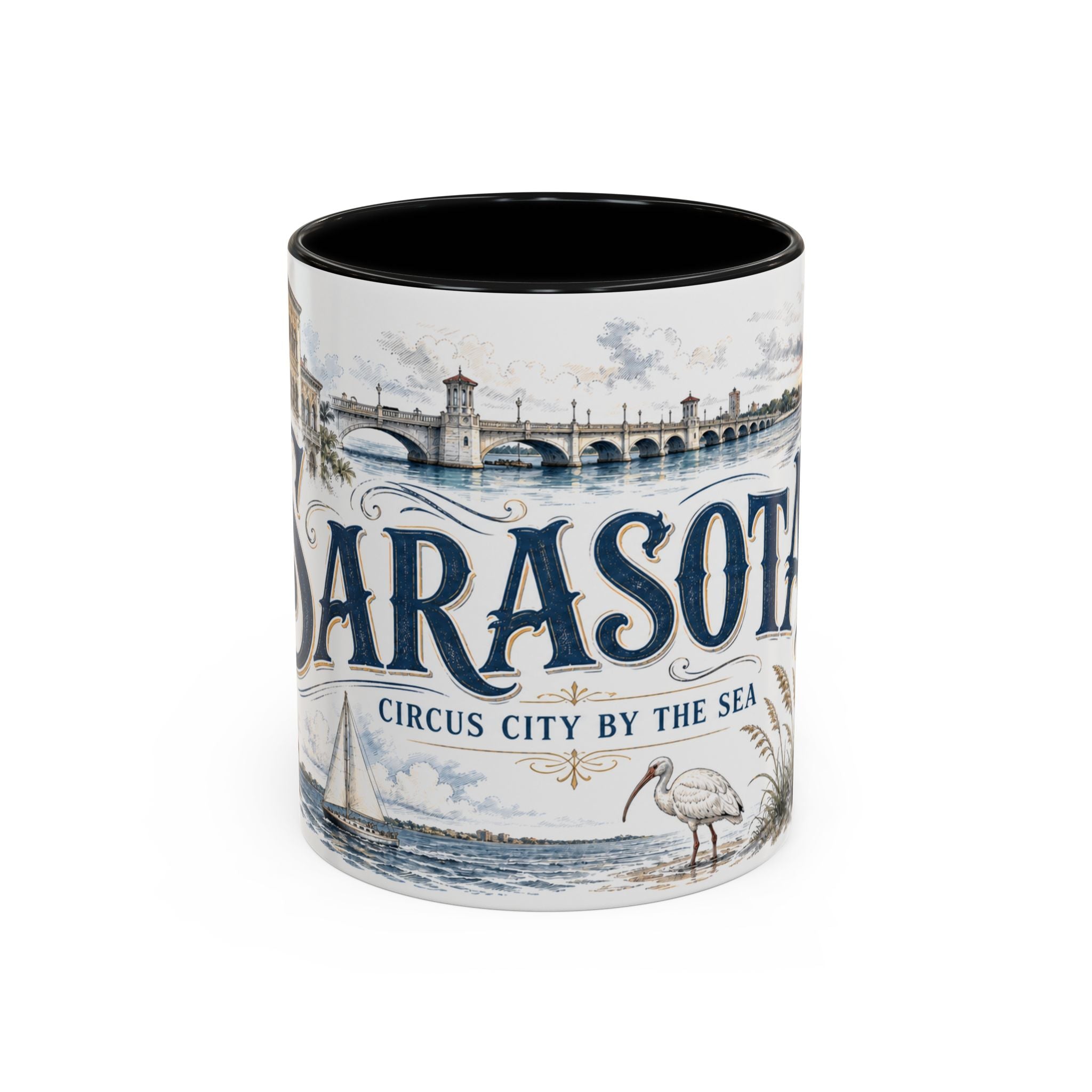 Sarasota Coffee Mug | United States Travel Souvenir | Vintage Illustrated City Gift | 11 oz 15 oz Accent Mug