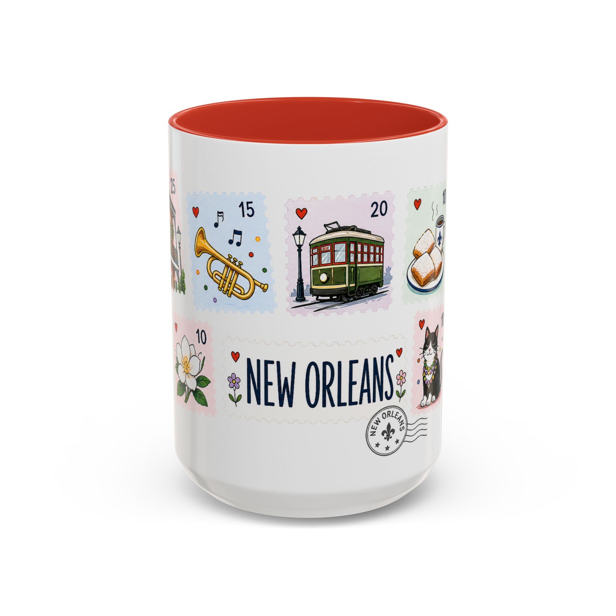 New Orleans Coffee Mug | Postage Stamp Collage Mug | Travel Souvenir Accent Cup 11oz 15oz