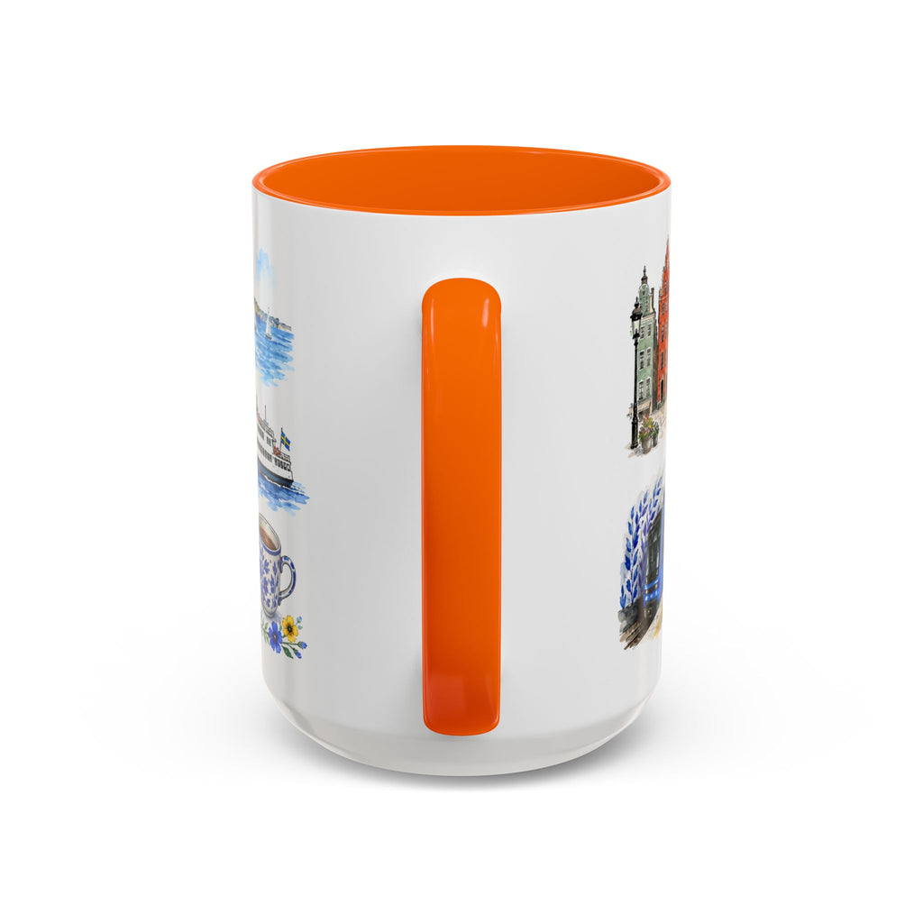 Stockholm Illustrated Travel Mug | City Souvenir Accent Coffee Mug | 11oz 15oz Ceramic Cup