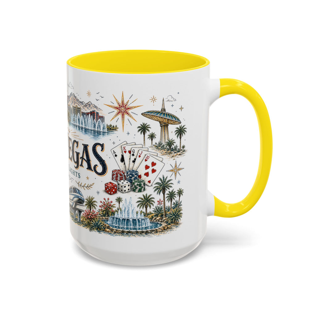 Las Vegas Coffee Mug | United States Travel Souvenir | Vintage Illustrated City Gift | 11 oz 15 oz Accent Mug