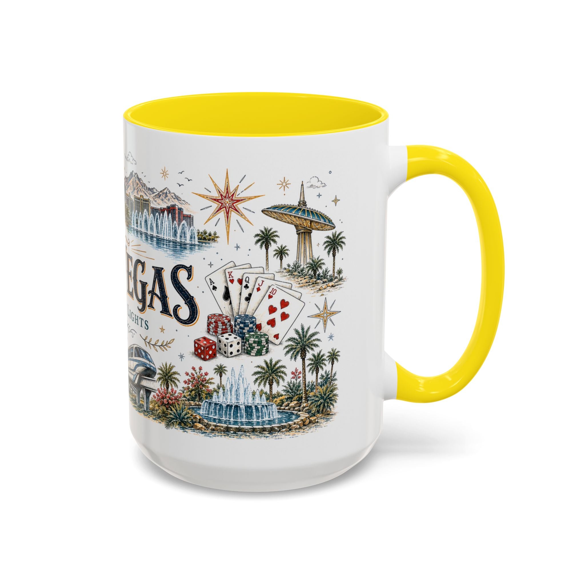 Las Vegas Coffee Mug | United States Travel Souvenir | Vintage Illustrated City Gift | 11 oz 15 oz Accent Mug