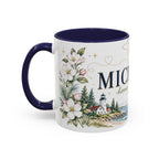 Michigan State Map Mug | Botanical Accents, Lakes Art | Homesick Gift