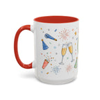 New Year Sparkler Mug | Champagne Toast Watercolor Party Gift | Accent Cup 11oz 15oz