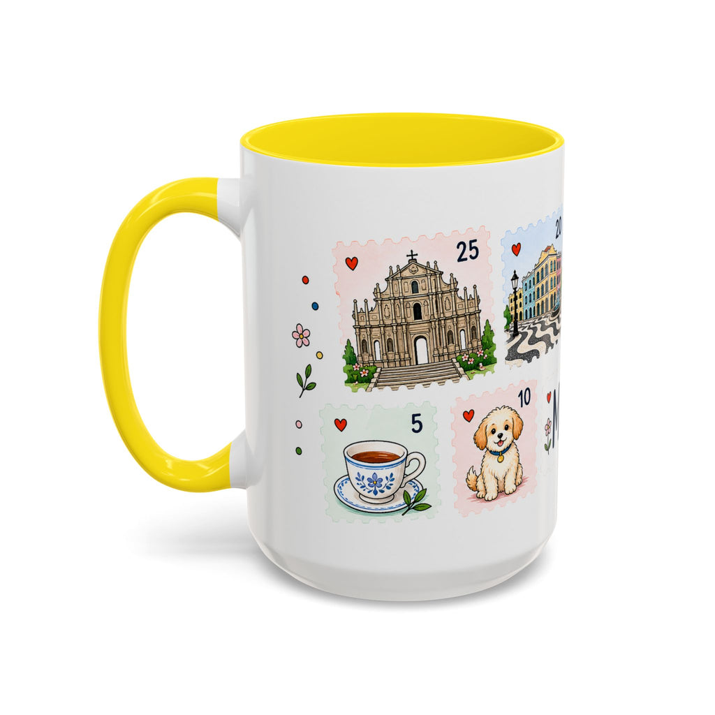 Macau Coffee Mug | Postage Stamp Collage Mug | Travel Souvenir Accent Cup 11oz 15oz