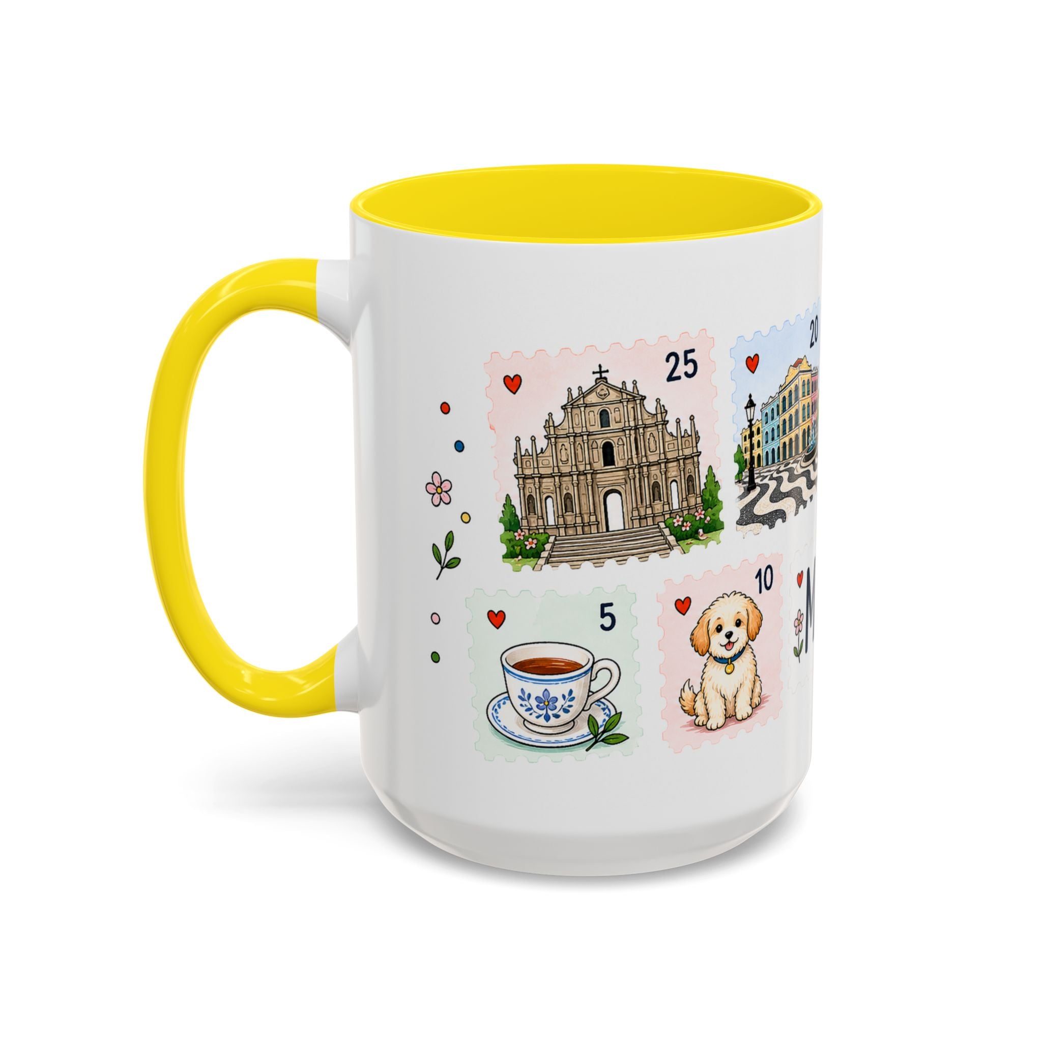 Macau Coffee Mug | Postage Stamp Collage Mug | Travel Souvenir Accent Cup 11oz 15oz