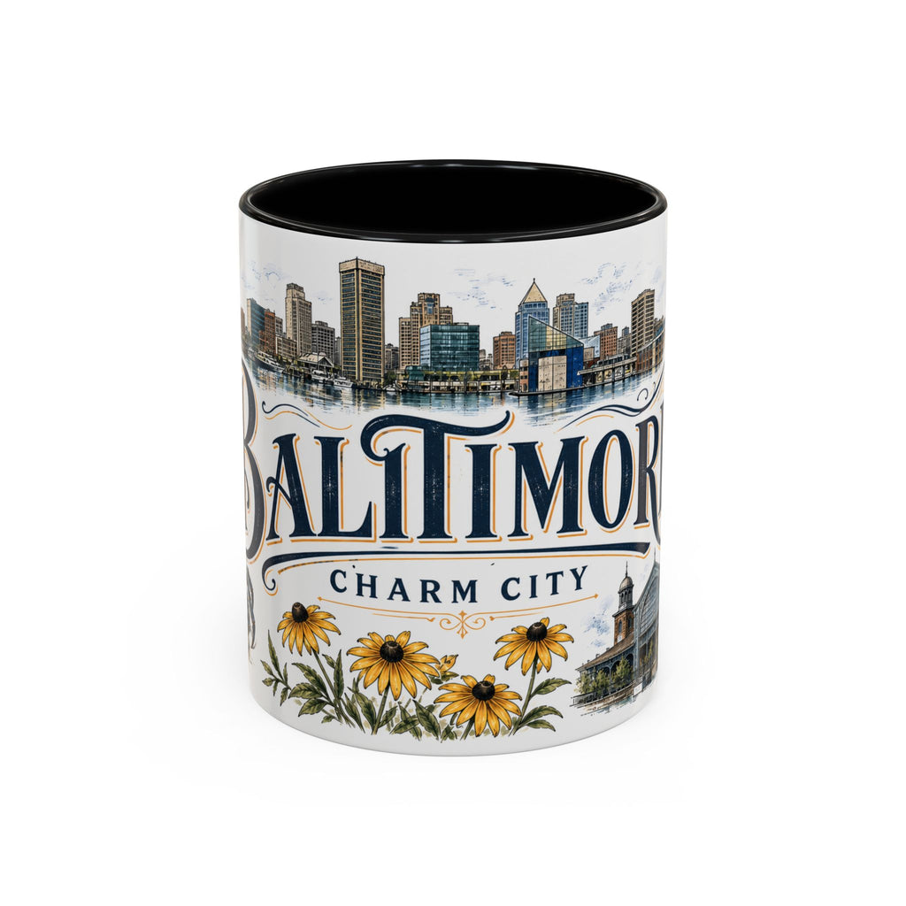 Baltimore Coffee Mug | United States Travel Souvenir | Vintage Illustrated City Gift | 11 oz 15 oz Accent Mug