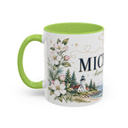Michigan State Map Mug | Botanical Accents, Lakes Art | Homesick Gift