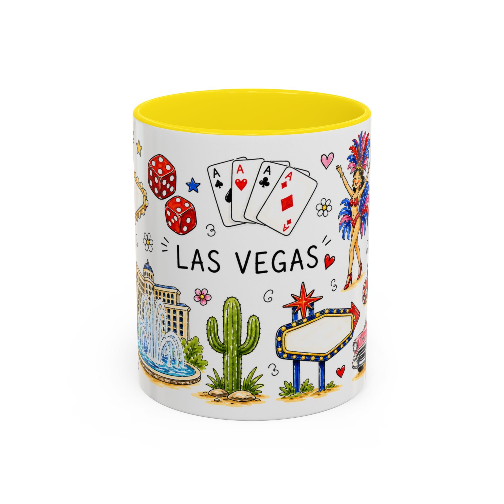 Las Vegas Illustrated Travel Mug | City Souvenir Accent Coffee Mug | 11oz 15oz Ceramic Cup