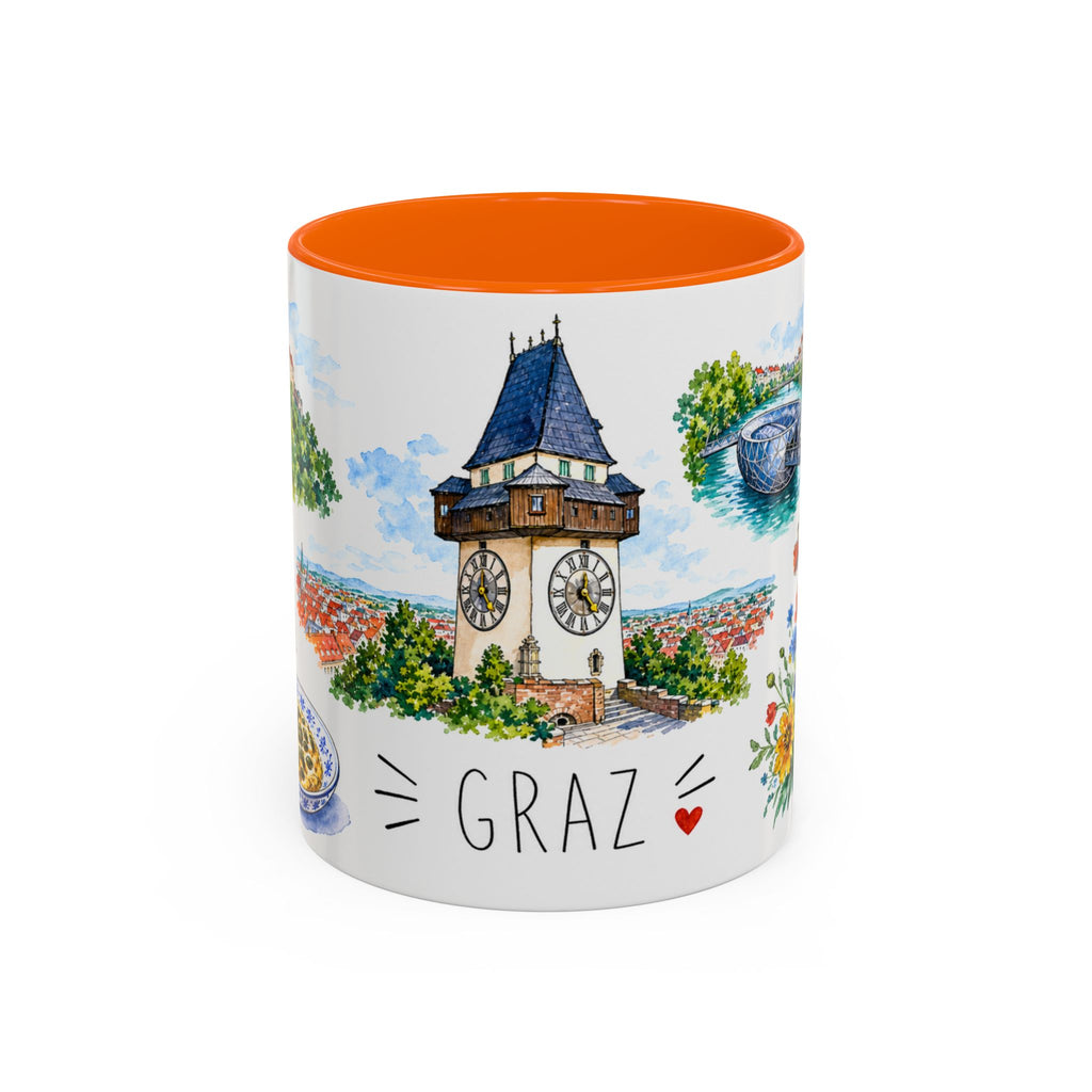 Graz Illustrated Travel Mug | City Souvenir Accent Coffee Mug | 11oz 15oz Ceramic Cup