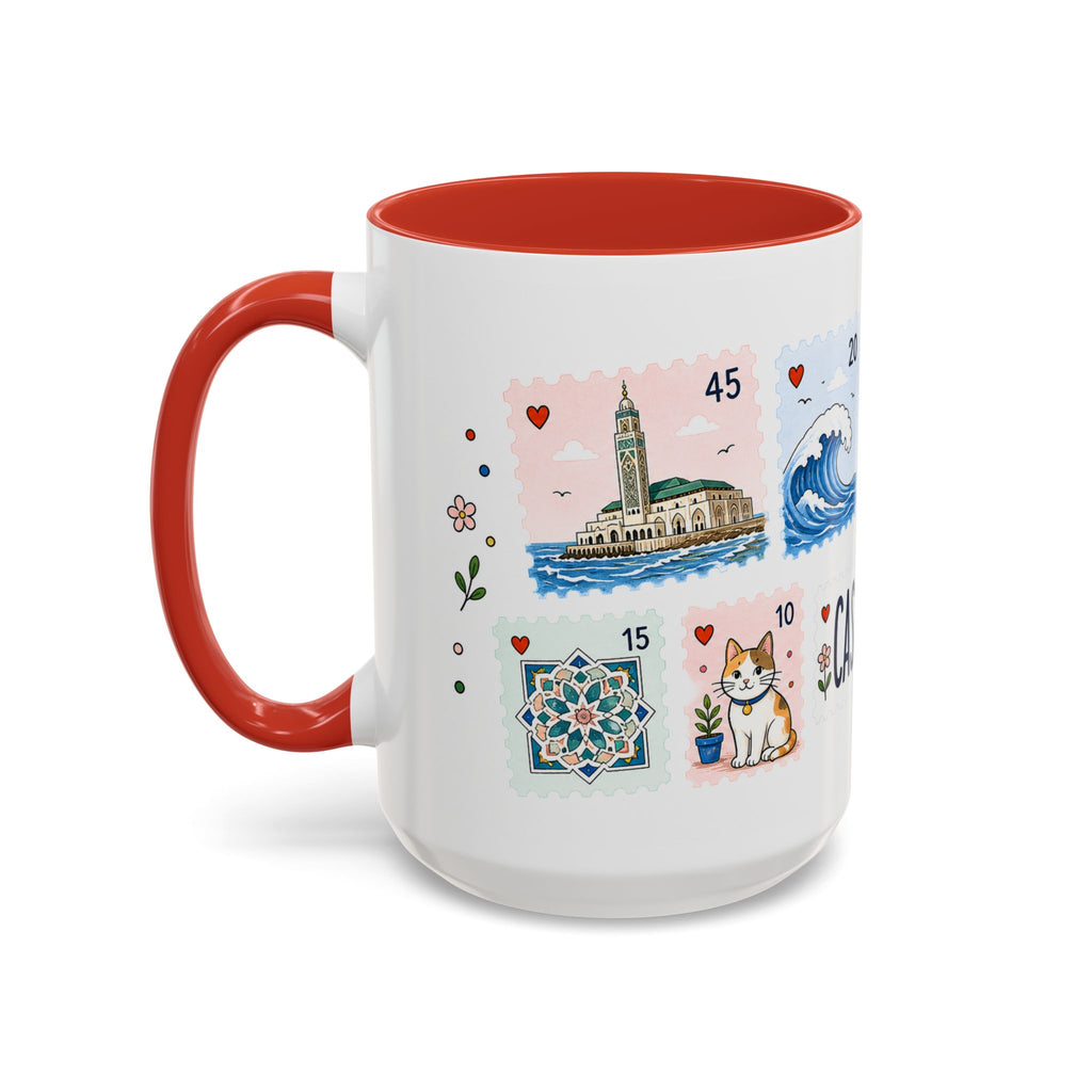 Casablanca Coffee Mug | Postage Stamp Collage Mug | Travel Souvenir Accent Cup 11oz 15oz