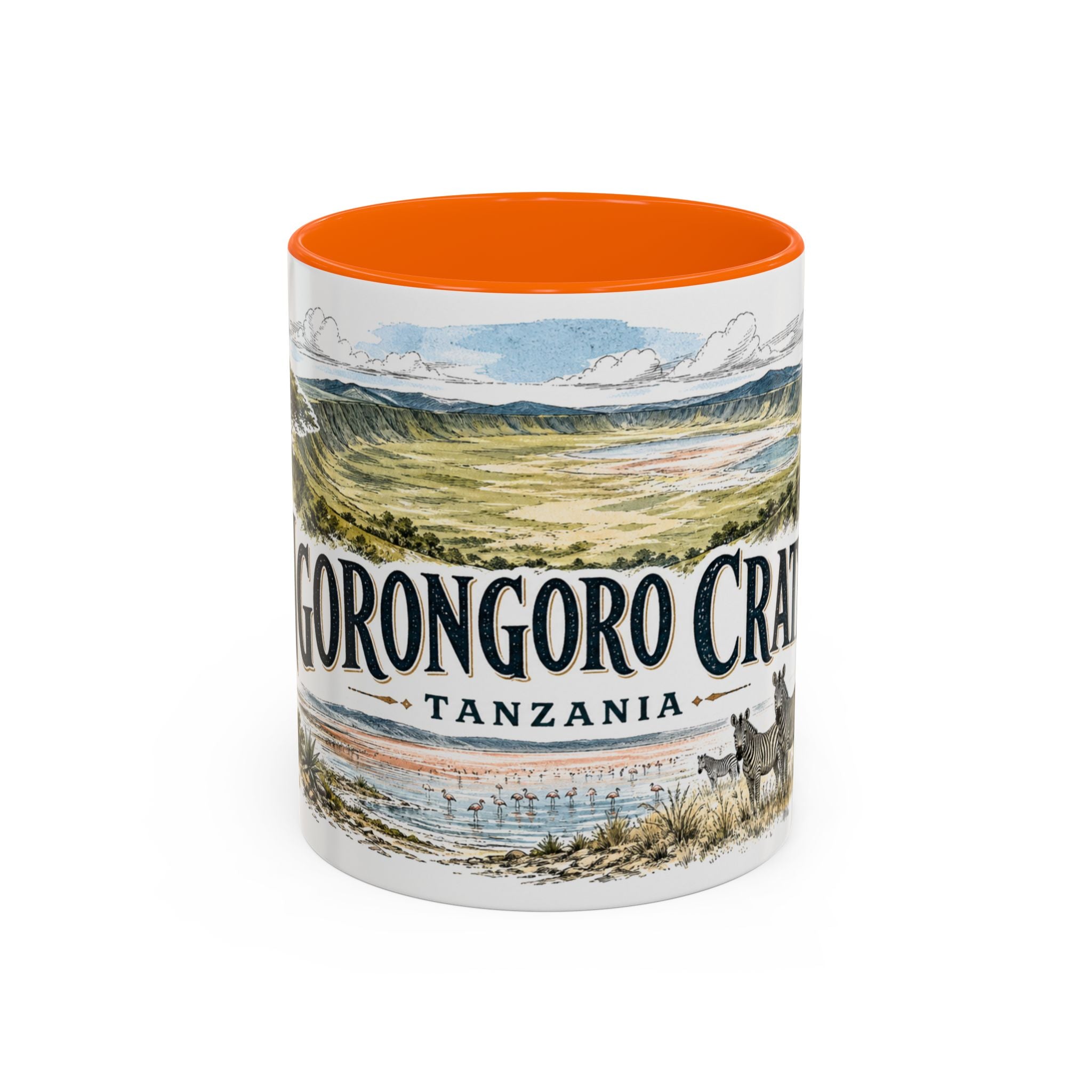 Ngorongoro Crater Mug, Tanzania Travel Souvenir, Bucket List Gift, Accent Ceramic Coffee Mug 11oz 15oz