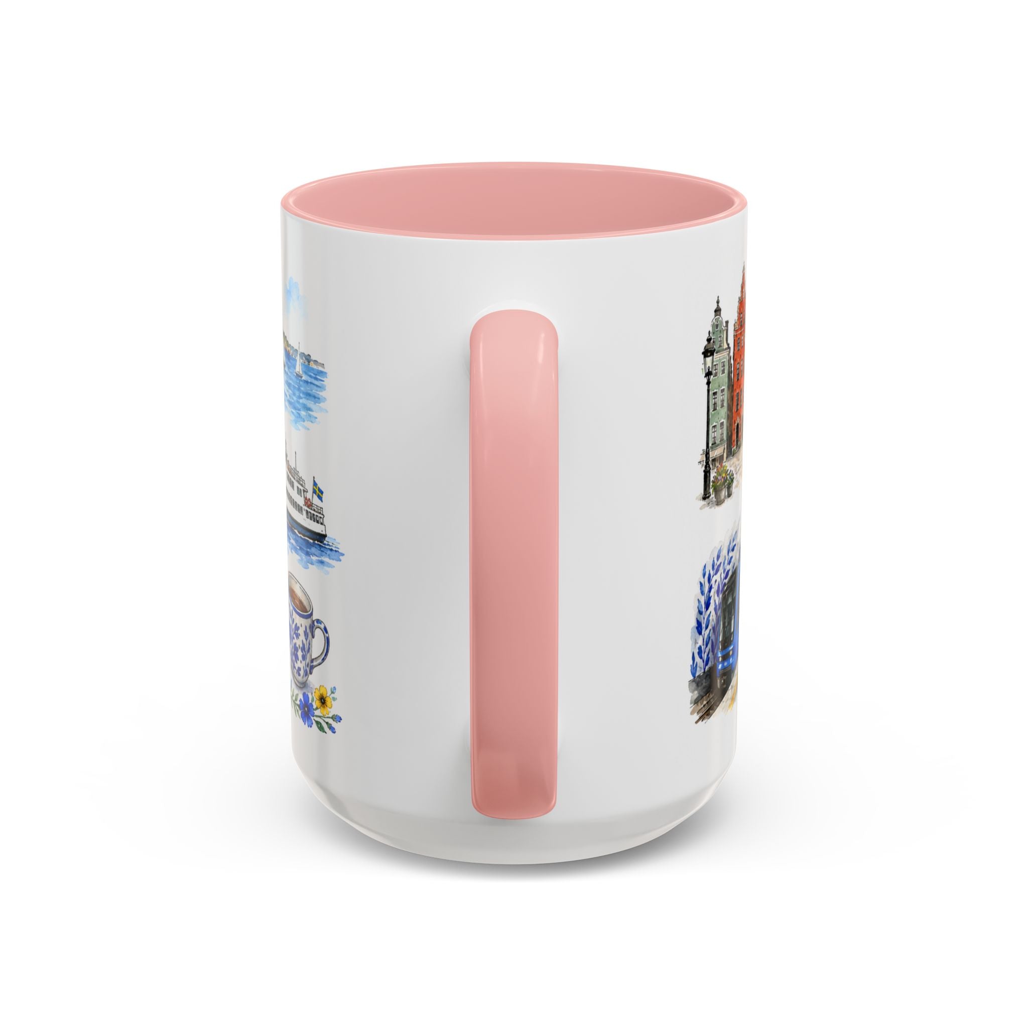 Stockholm Illustrated Travel Mug | City Souvenir Accent Coffee Mug | 11oz 15oz Ceramic Cup