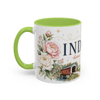 Indiana State Mug | Moving Away, Long Distance Friendship Gift | Botanical Map Accent Cup