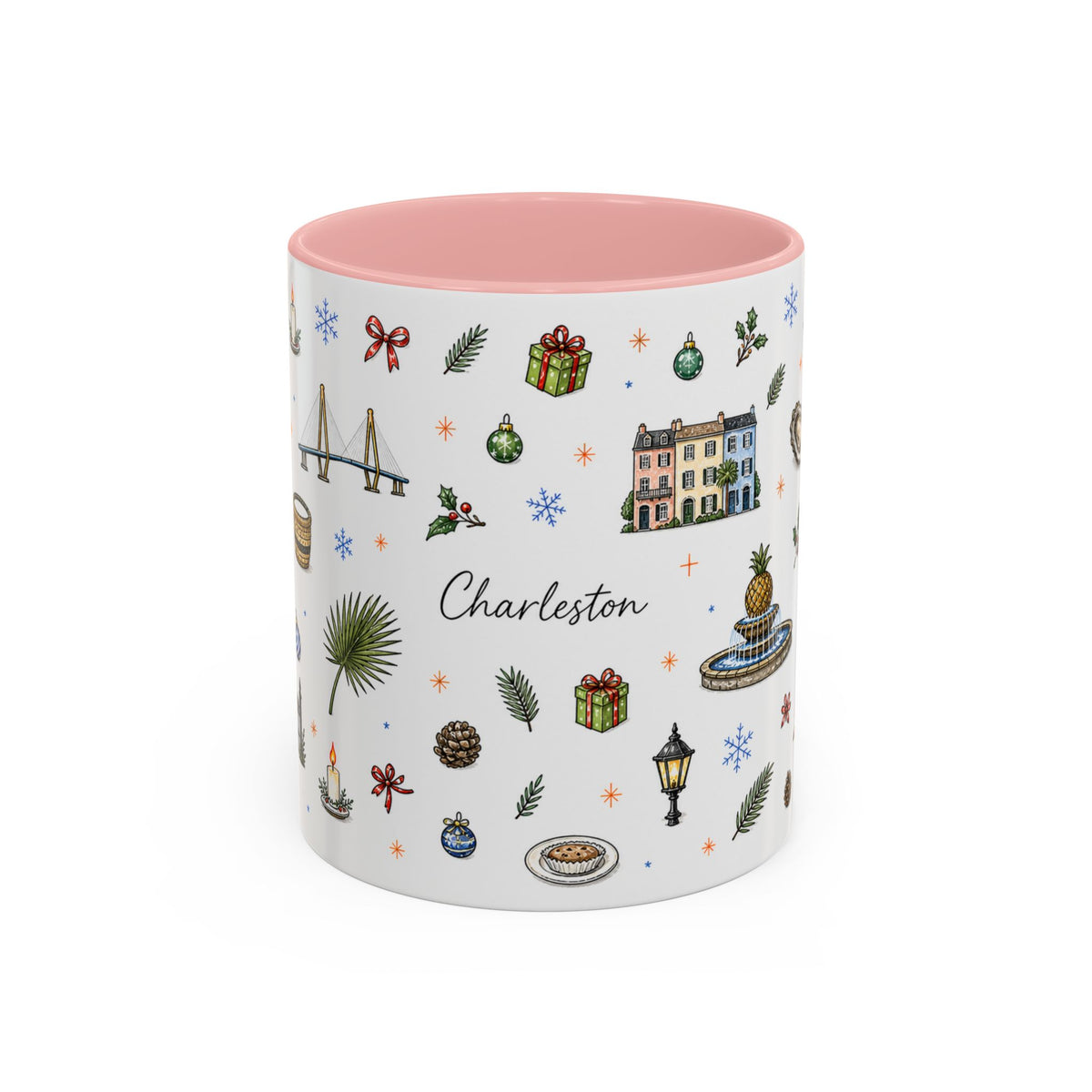 Charleston Christmas Mug | Watercolor City Souvenir, Holiday Travel Gift (11oz/15oz)