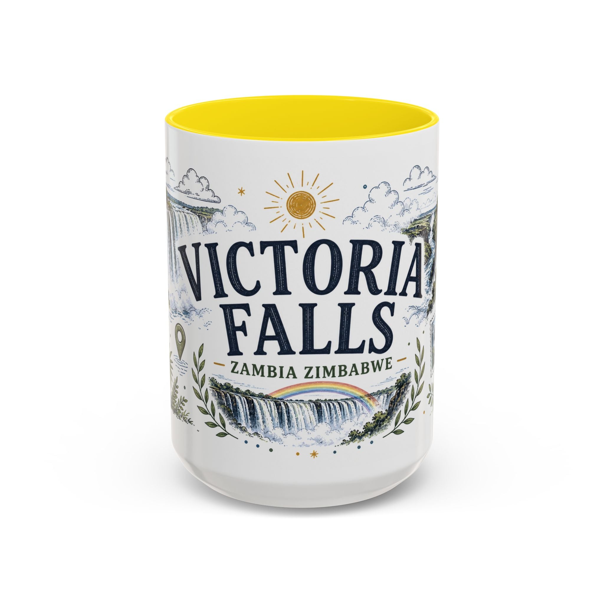 Victoria Falls Coffee Mug | Travel Destination Souvenir Gift | Accent Color Ceramic 11oz 15oz