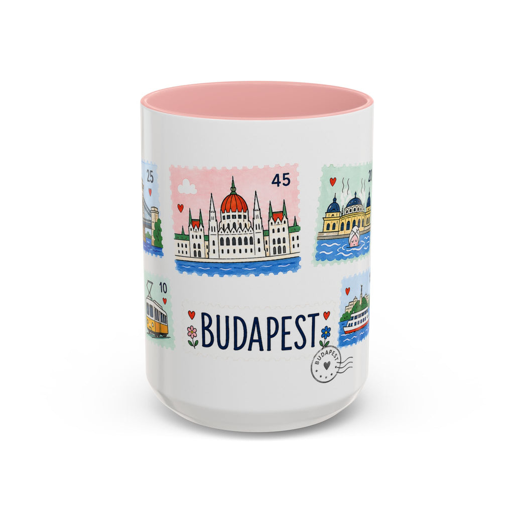 Budapest Coffee Mug | Postage Stamp Collage Mug | Travel Souvenir Accent Cup 11oz 15oz